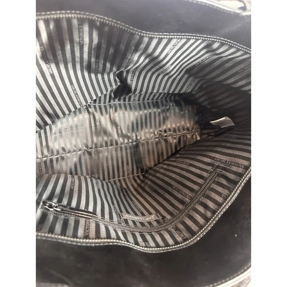 Victorias Secret Black Wild Flower Tote